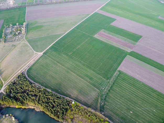 Vue aérienne d'un champ