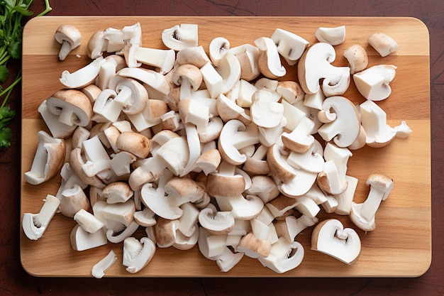 Photo vue aérienne de champignons hachés