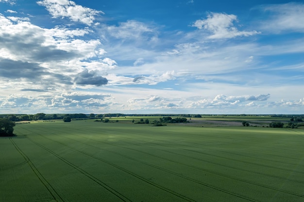 Vue aérienne des champs agricoles. Campagne, paysage agricole Vue aérienne.