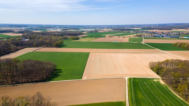 Vue aérienne des champs agricoles Champs d'en haut