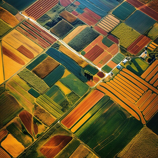 Vue aérienne des champs verts