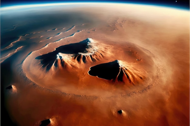 Vue aérienne de dessus de paysage de mars fantastique