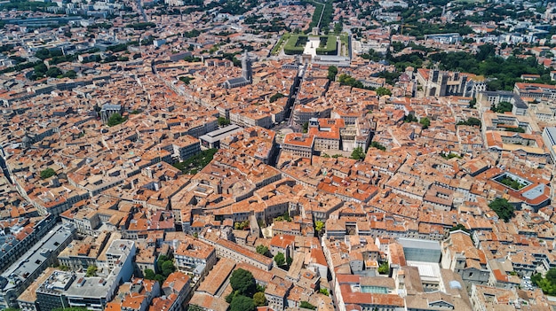 Photo vue aérienne de dessus de la ville de montpellier par le haut, le sud de la france