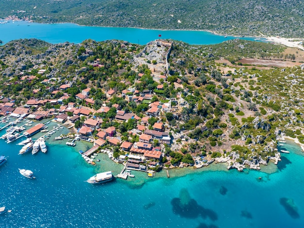 Vue aérienne avec drone. Kalekoy - Simena - Kekova - Turquie.