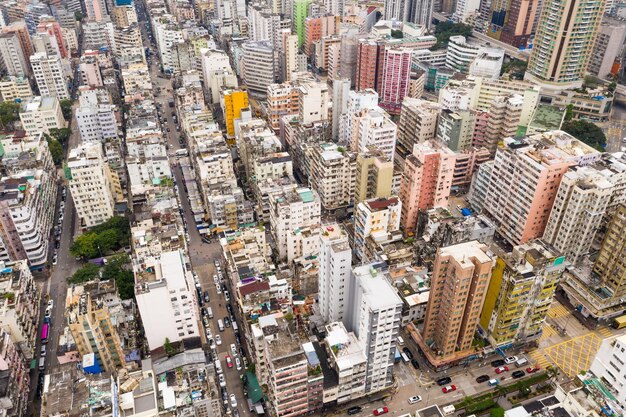 Vue aérienne du bâtiment dans la ville de Hong Kong