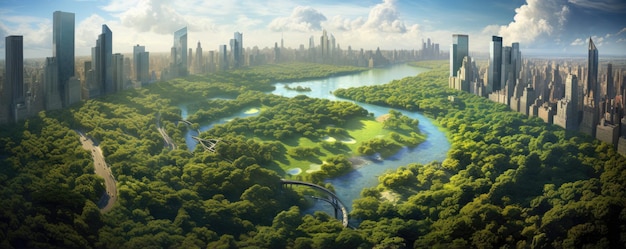 Vue aérienne du Central Park à New York aux États-Unis