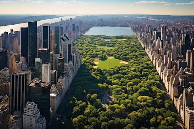 Photo vue aérienne du central park de new york en mai