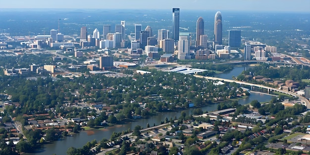 Vue aérienne du centre-ville de Charlotte en Caroline du Nord États-Unis Concept Photographie du paysage urbain Architecture urbaine Destinations de voyage Vues aériennes de Charlotte en Carolina du Nord