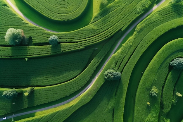 Vue aérienne du champ vert Ai génératif