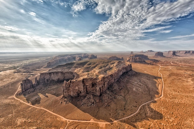 Vue aérienne du ciel de Monument Valley depuis le ballon