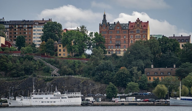 Photo vue aérienne du concept de vacances et de voyage du centre-ville de stockholm