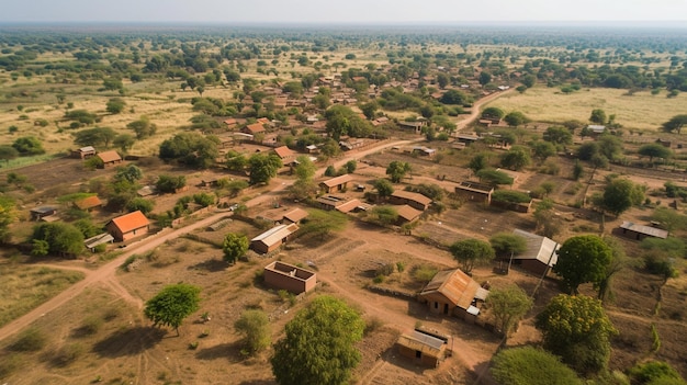 Vue aérienne du développement rural