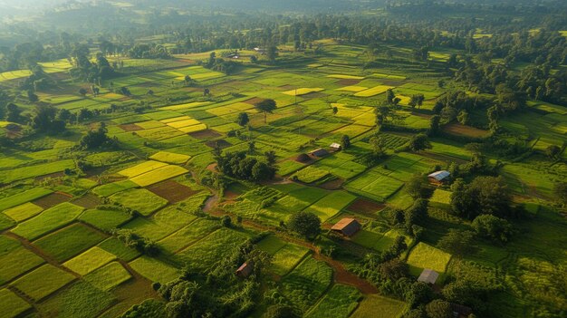 Vue aérienne du développement rural