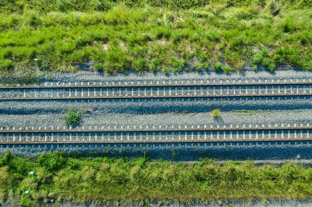 Vue Aérienne Du Drone Volant De Voies Ferrées