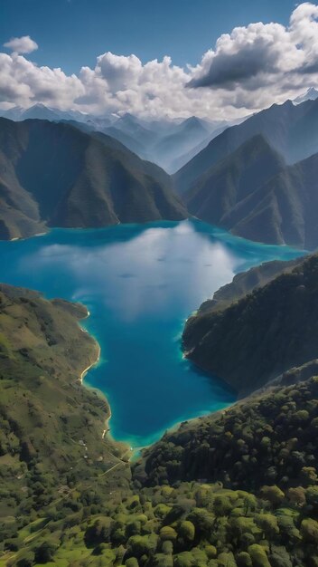 Photo vue aérienne du lac kaltal à gorkha, au népal