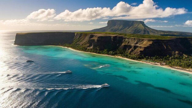 Photo vue aérienne du mur de waikiki et de la tête de diamant à honolulu, aux états-unis