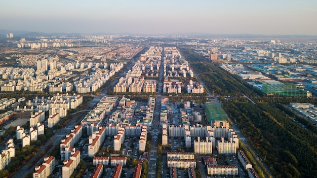 Vue aérienne du parc industriel d'Incheon