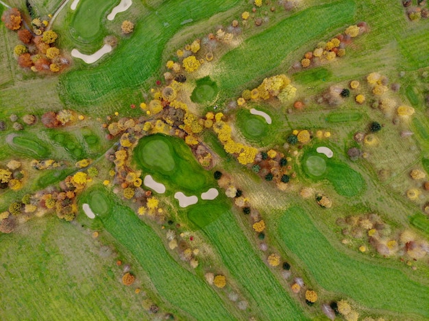 Vue aérienne du parcours de golf vert en Europe