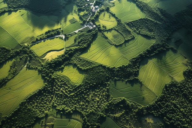 Vue aérienne du paysage Ai générative