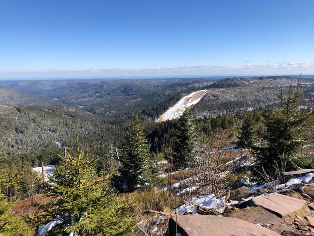 Vue aérienne du paysage contre un ciel dégagé