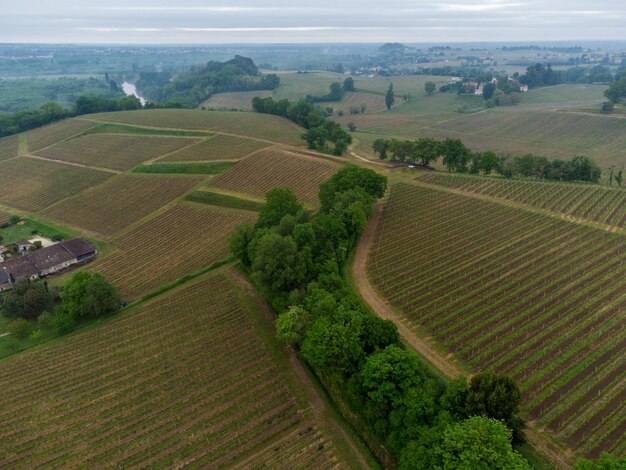 Photo vue aérienne du paysage du vignoble de fronsac vignoble du sud-ouest de la france europe