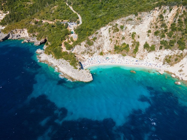 Vue aérienne du paysage de l'île de leucade Grèce