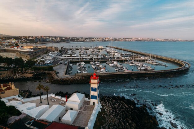 Vue aérienne du phare de Santa Marta à Cascais Portugal