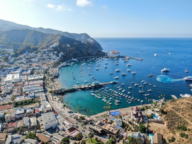 Vue aérienne du port d'Avalon à Santa Catalina Island USA