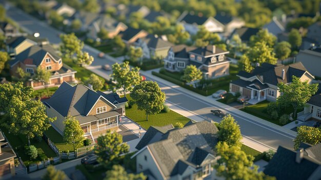 Vue aérienne du quartier suburbain familial