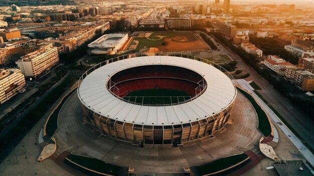 Photo vue aérienne du stade olympique de barcelone, en espagne