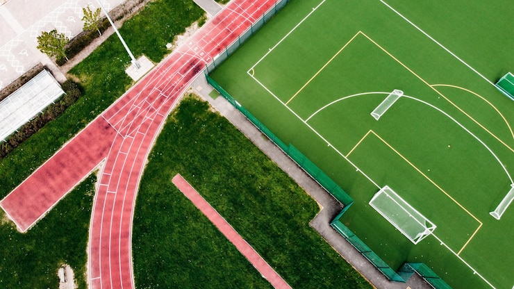 Photo vue aérienne du terrain de sport