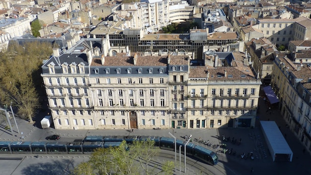 Vue aérienne du tramway de Bordeaux