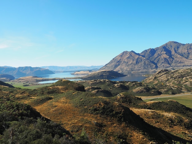 Vue aérienne du Wanaka situé dans l'île du Sud, en Nouvelle-Zélande pendant la journée