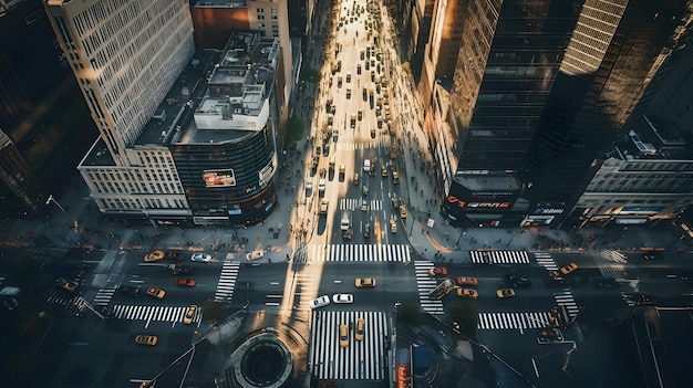 Une vue aérienne dynamique des rues de la ville