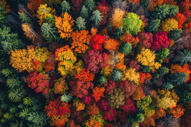 Une vue aérienne époustouflante d'une forêt étendue en flammes