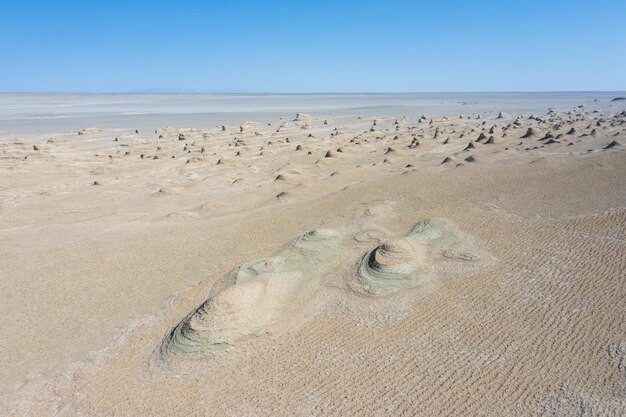 Vue aérienne de l'érosion éolienne terrain paysage yardang relief dans le bassin de tsaidam province de qinghai Chine