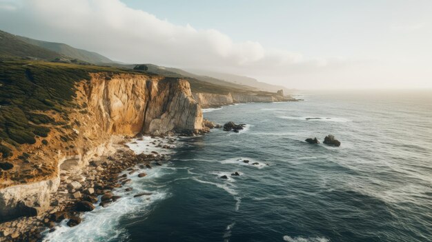 Vue aérienne des falaises de rêve à Big Sur en Californie