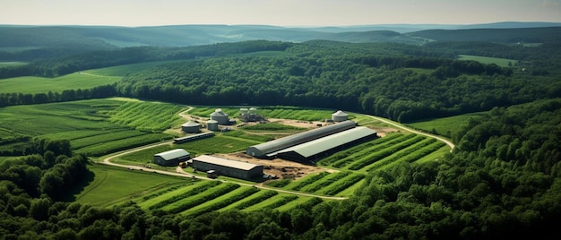 Photo vue aérienne d'une ferme dans le pays