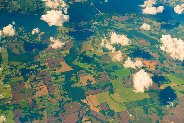 Vue aérienne de fermes aux États-Unis