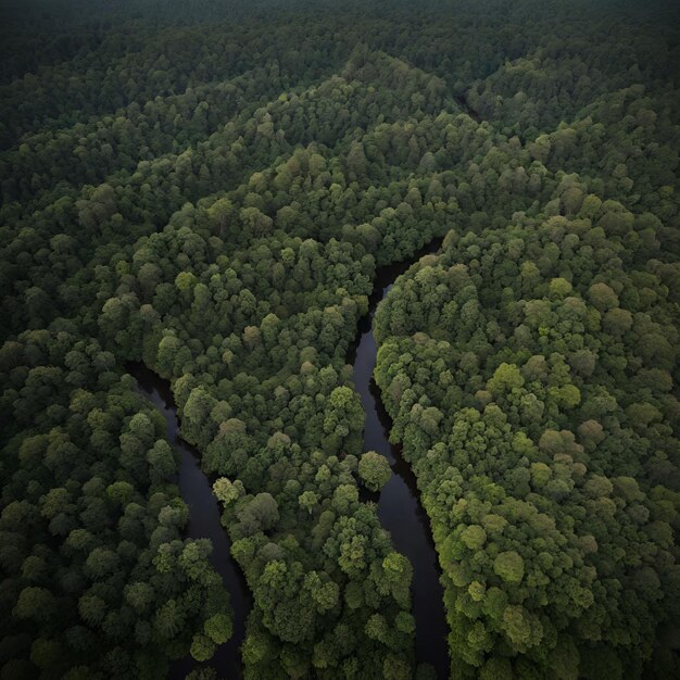 Photo vue aérienne de la forêt au milieu de la journée