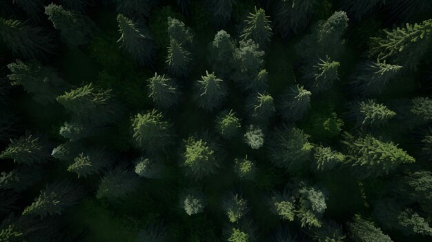 Vue aérienne de la forêt de conifères Vue de dessus de la forêt de conifères