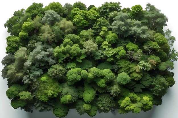 Vue aérienne d'une forêt dense verte Vue supérieure d'une Forêt dense