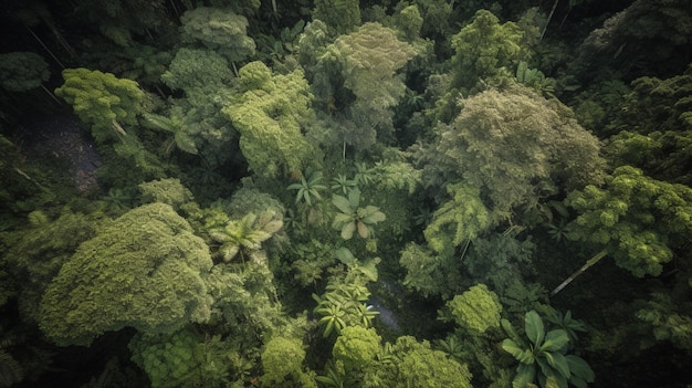 Vue aérienne d'une forêt tropicale