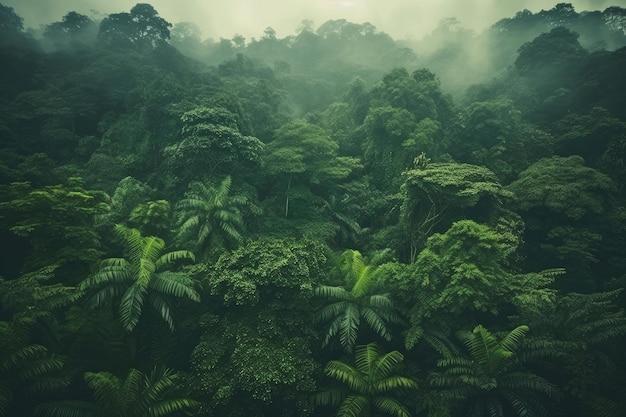 Vue aérienne d'une forêt tropicale