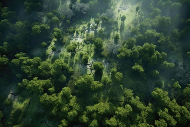 Vue aérienne de la forêt verte avec la terre Planète verte dans vos mains Sauvez la Terre Texture de la forêt
