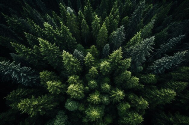 Vue aérienne d'une forêt