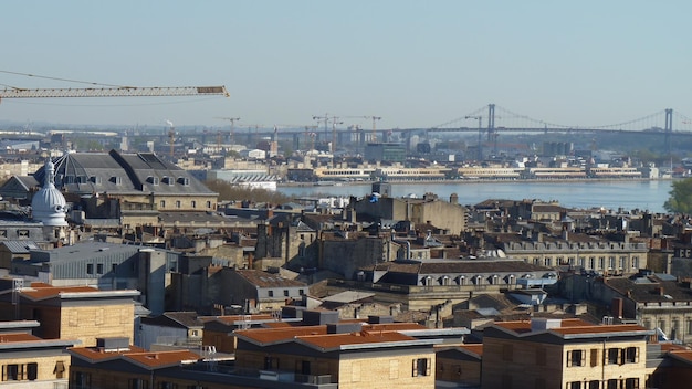 Vue aérienne de la Garonne à Bordeaux