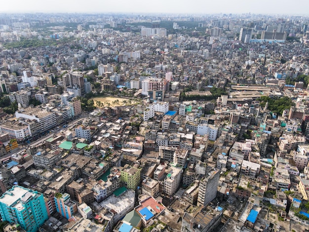 Photo vue aérienne de gol talaab également connu sous le nom de nawab bari pukur à dhaka, bangladesh