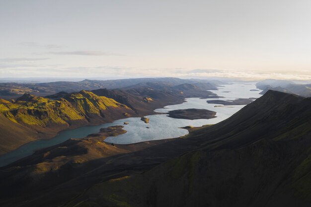 Vue aérienne de Highland en Islande