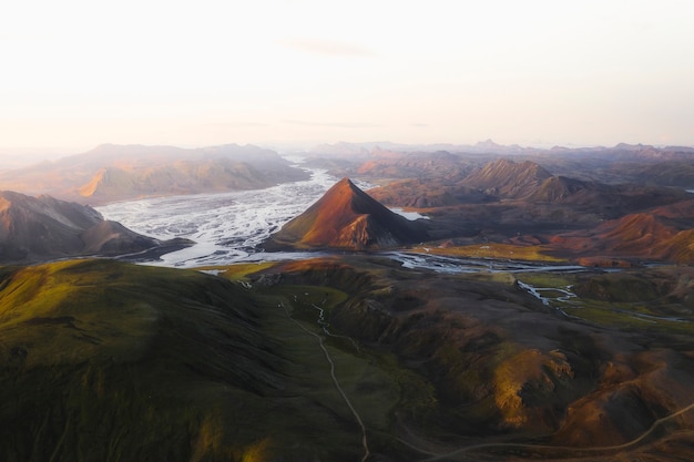 Vue aérienne de Highland en Islande